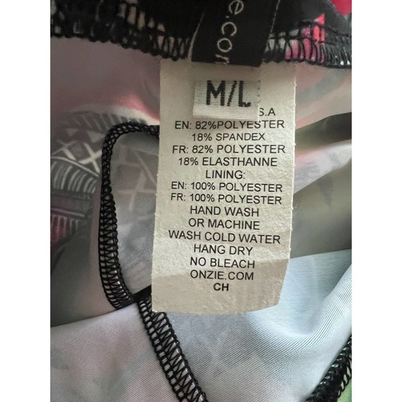 Onzie M/L Floral Palm Leaf Tropical Mid Rise Leggings Yoga Barre Athleisure Ab2 - Picture 6 of 6